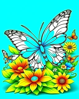 whimsical butterfly and flower, for adults 3d