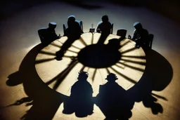reunion de sombras en una mesa redonda
