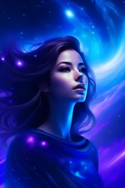 galaxy sky, purple, light, blue, wonderfull woman spaceship leader