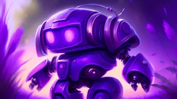 a very cute purple robot, violet tones, psychedelic, sharp focus, magical, high quality, 8k, digital painting