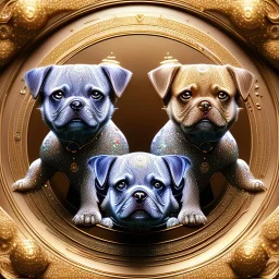 3d cute puppies, beautiful rich, detailed yin and yang symbol, shiny, intricate, gorgeous, ultrafine detail, hyperrealism, trending , sharp focus, intricate details, highly detailed, glowing, glitter, complementary colours