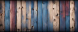 Hyper Realistic navy-blue & maroon multicolor grungy rustic wooden plank wall texture with vignette effect