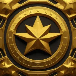  black background, shiny golden embossed star ornament, 3d, cinematic, photorealistic