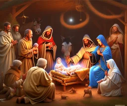 the Nativity scene with brown people, detailed, photo realistic, cinematic, by drew struzan