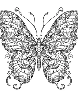 Page coloring book, mandala butterfly, white Background, clean line art