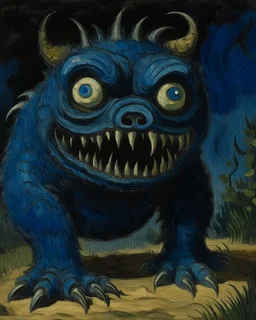 A dark blue monster painted by Vincent van Gogh