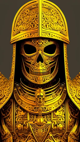 persian human warrior, ancient, helmet, highly detailed game cgi, whole body, Medieval, proud, confident, trippy, ultra detailed, golden armor, center of the picture, medium shot, vector illustration, bunchy, 3d, skull helmet