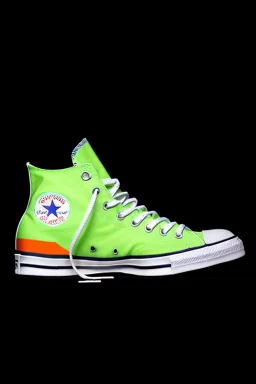 A converse sneaker with India's flag printed on the material, green, white and yellow