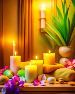 A vibrant and inviting spa setting, with soothing colors, natural elements like plants, and images of therapeutic treatments such as massage or aromatherapy, highlighting the importance of self-care and relaxation for physical and mental well-being.