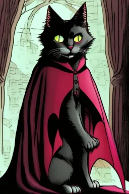 Vampire cat with cape. Graphic novel. Isabel Kreitz