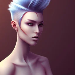 fantasy setting, woman half-hawk haircut