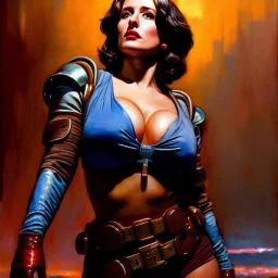 Drawing of beautiful face,'beautiful,Busty fit 'Piper Wright - Fallout 4 ',intense stare, ancient skintight armor, balanciaga fashion clothe painting by gaston bussiere, greg rutkowski, yoji shinkawa, yoshitaka amano, tsutomu nihei, donato giancola, tim hildebrandt Oil on canvas, cinematic composition, extreme detail,fit full head inside picture,16k