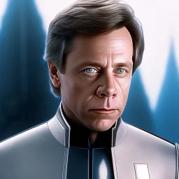 extremely detailed 8k hyperspace wallpaper,complete and photo realistic detailed head to waist stunning photo realistic portrait of mark hamill as luke skywalker in star wars with short lenght, Symmetrical, soft, fine, warm, photo realistic hair, blue eyes, professional majestic photo realistic painting by Ed Blinkey, Atey Ghailan, by Jeremy Mann, Greg Manchess, Antonio Moro, trending on ArtStation, Intricate, High Detail, Sharp focus, dramatic, by greg rutkowski, rough face, pilot jacket