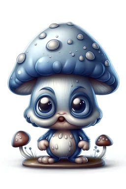 realistic cute little mushrooms eyes two legs dark blue hat no background