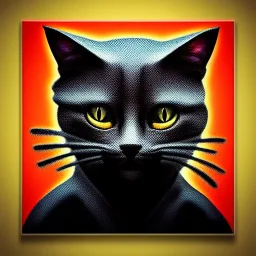 Chat, Ninja, Portrait 3d, très détaillé, très réaliste, sage, calme, apaisé, mysterieux.