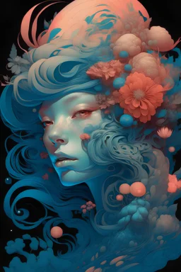 psychedelic creepy botanical woman face forward by james jean