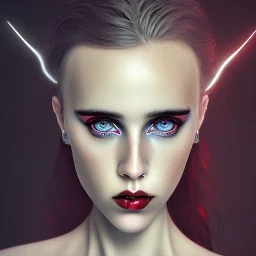  high lit eyes, singer Danish MØ face, darkred tones,