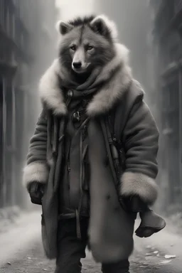 He was dressed all in fur, from his head to his foot, And his clothes were all tarnished with ashes and soot; A bundle of toys he had flung on his back, And he looked like a peddler just opening his pack.