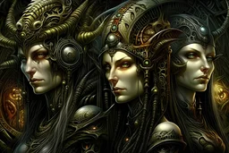 "gothic witches" - H. R. Giger style - colorful, sharp focus, very focused, high definition, very detailed, intricate