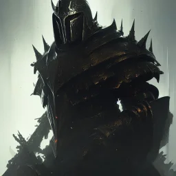 evil king in black metal armor, angry, emperious, 8k resolution concept art portrait by Greg Rutkowski, cyberpunk