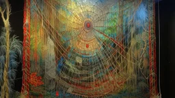 The finished painting hung there, a vibrant tapestry woven from light and shadow, as intricate as a spider's web glittering with morning dew.