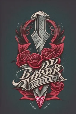 rose mit rasiermesser, haarschneidemaschine und diamant über schriftzug,firmenlogo für friseur barber, name soll SAMO THE BARBER sein, high quality, logo, graffitidesign