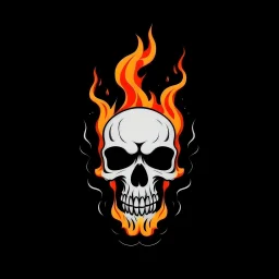 minimalistic screaming skull with flame