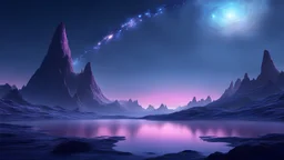 4k realistic Fantasy world galaxy, space, ethereal space, cosmos, water, panorama. Palace , Background: An otherworldly planet, bathed in the cold glow of distant stars. The landscape is desolate and dark, with jagged mountain peaks rising from the frozen ground. The sky is filled with swirling alien constellations, adding an air of mystery and intrigue. Old castle of london, detailed , enhanced, cinematic, 4k