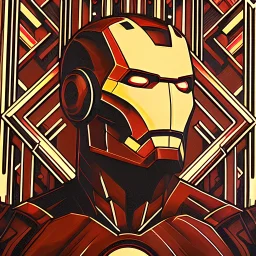 create an iron man, 4 colours, art-deco visual, high definition
