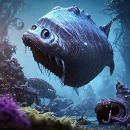 fluid ink angler fish creature, unreal engine 5, 8k resolution, photorealistic, ultra detailed