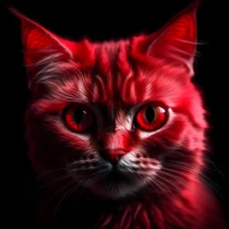 Cat like alien, red fur, red eyes,
