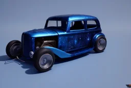 space themed blue 4 door hot rod