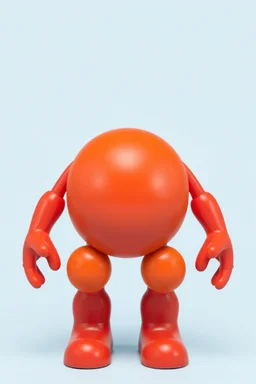 round 3d character with bumps for legs, simple wide arms, face at top front of body, no head, vinyl figure