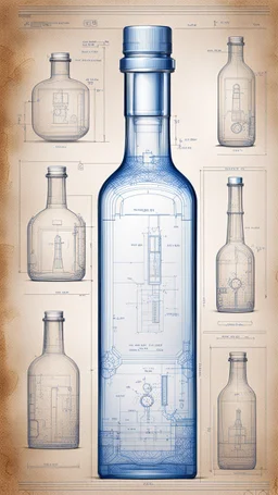 blueprint of bottle with the cork inside