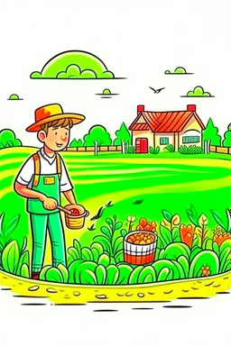 hand painted smart farming cartoon lengkap