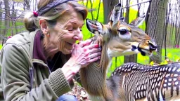 hysterical lady tries to revive deer using CPR or Mouth to Mouth