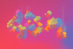 3D colorful geometric installation, simplistic, studio lighting, C4D, 16k, Behance, Artstation, centered, top down camera, vibrant