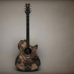 Steampunk GUITAR, hyper realistic