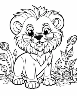 lion cartoons coloring pages , no black color, no no flower, b/w outline art for kids coloring book page, Kids coloring pages, full white, kids style, white background, whole body, Sketch style, full body (((((white background))))), only use the outline., cartoon style, line art, coloring book, clean line art, white background, Sketch style\