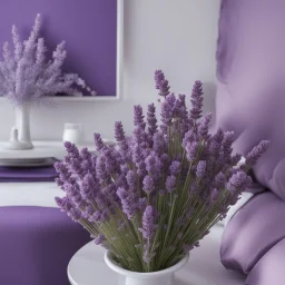 Concept of lavender flower in a hotel room, modern classic style, lavender colors