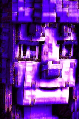 a close-up portrait of a purple Minecraft face, female, cute,3d, large pixel style