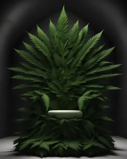 3d throne made out of cannabis leaves only , HYPER DETAILED.