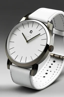 Design an image of a minimalistic white dial watch with a timeless design. Focus on clean lines, simplicity in watch hands and markers, and a subdued color palette to enhance the classic and enduring aesthetic.