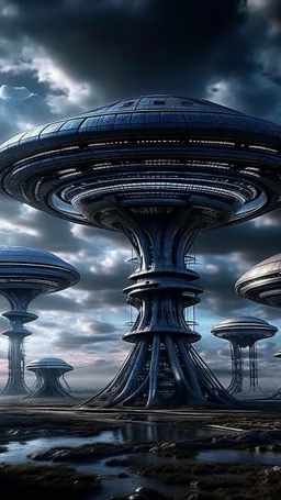 futuristic base of aliens in the sky