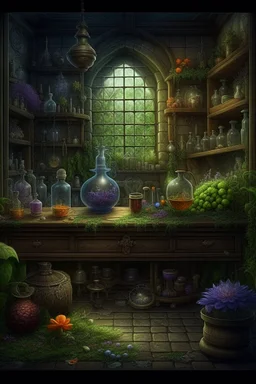 An illustration to an ancient reference book of the dwelling of fairy-tale characters, graphics, text with symbols, an alchemist's laboratory. realistic, scientific, detailed, patterns, cobwebs, decoupage of garden flowers,fabulous,hyperrealism,microdetalization,surreal,drawing,clear outline,color illustration,aesthetics,mystical landscape,dark botanical,dark fantasy,multicolor,detailed,threads,fibers,ambient clarity,volumetric,hyperdetalization,