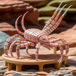 A light pink poison elemental scorpion designed in Navajo baskets painted by Frank Lloyd Wright