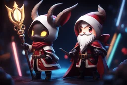 Stikar Chibi santa-claus in 8k solo leveling shadow artstyle, in the style of fairy academia, hollow knight them, close picture, neon lights, intricate details, highly detailed, high details, detailed portrait, masterpiece,ultra detailed, ultra quality