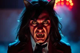 vampire teacher with cat eyes steven king lynch film from the 70s in the style of mad max