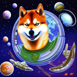 shiba inu in space with dank nugs