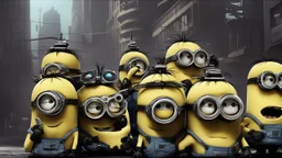 In a big cyber city cross cyber punk minions from despicable minions